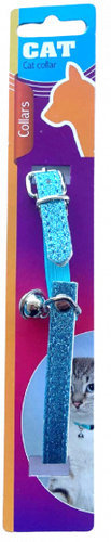 TOM kattenhalsband glitter 23-27 cm kunstleer blauw